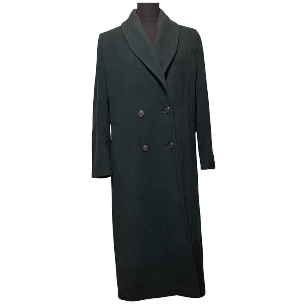 Vtg 80s Forecaster of Boston Wool Maxi Coat Emerald Green USA Sz 9/10 Button